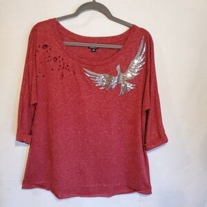 Allen B by Allen Schwartz 3/4 sleeve sequin top raven